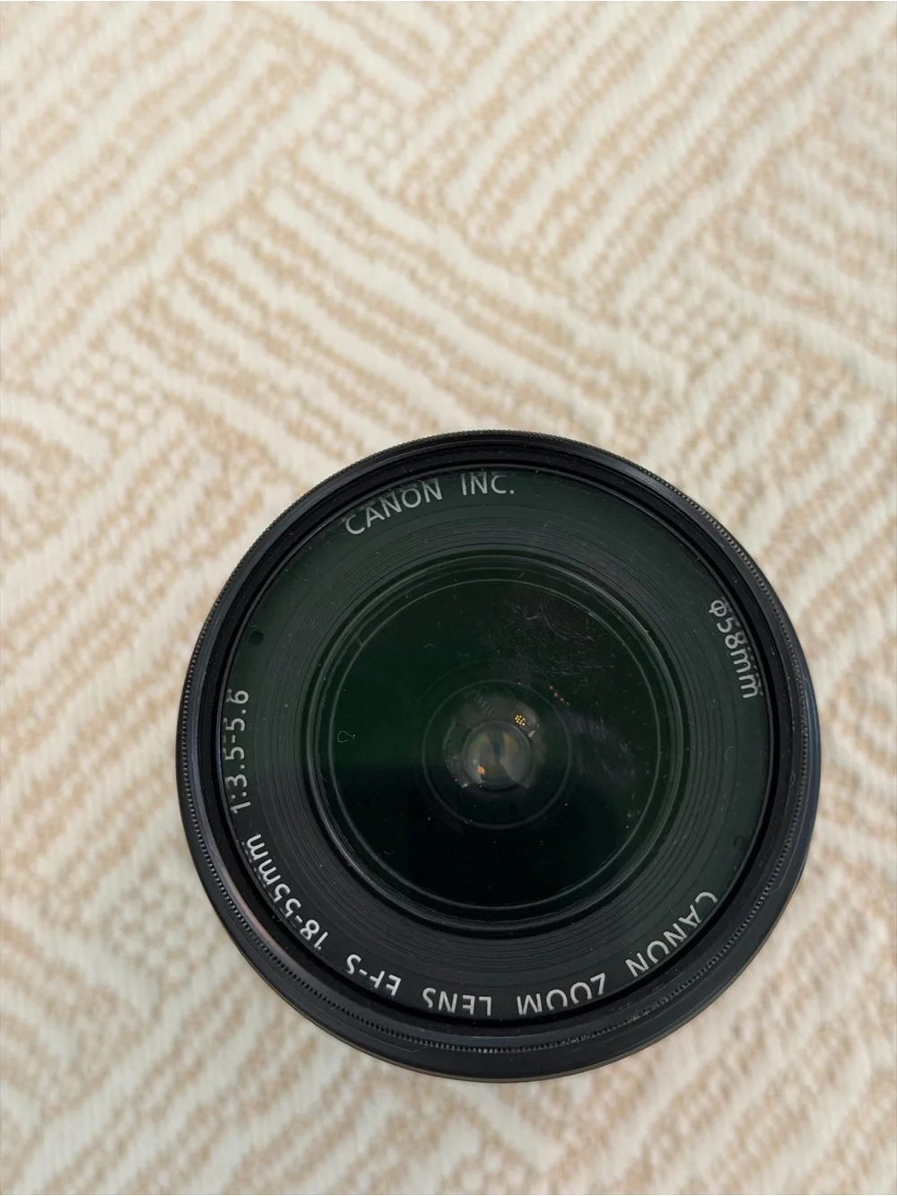 Canon EF-S 18-55mm 0.28m/0.9ft Zoom Lens. Quantaray 58mm. Made in Japan